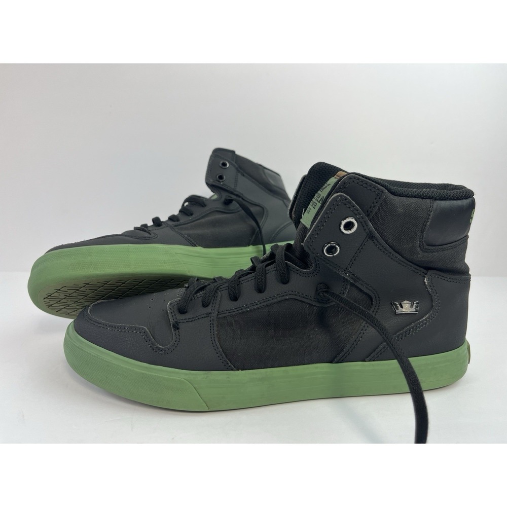 SUPRA Vaider high-top Skate Shoes Black Green Canvas Men's Size 9